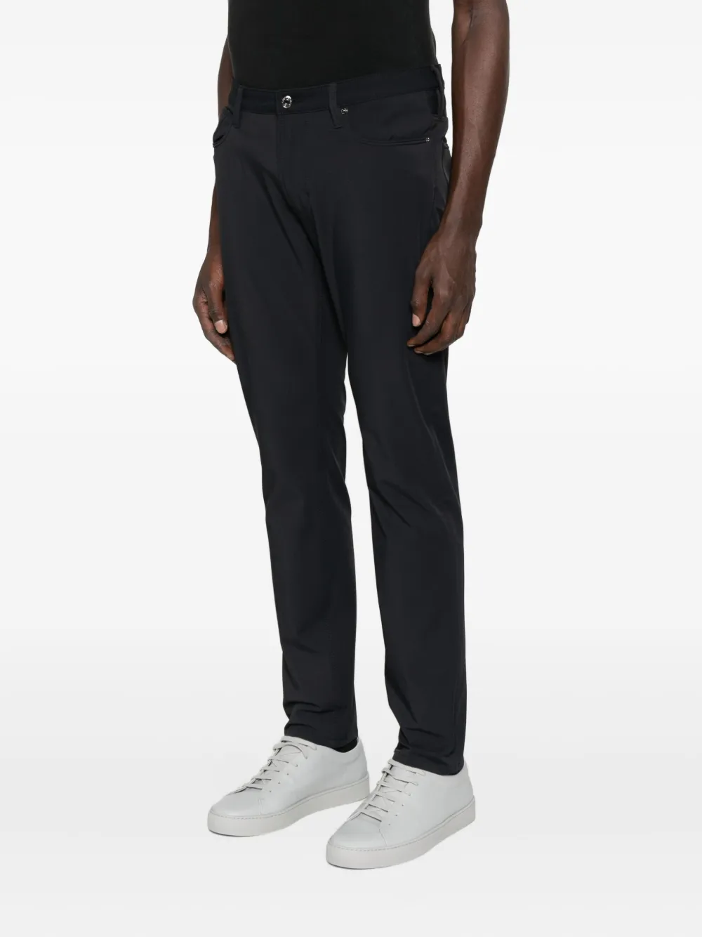Emporio Armani logo-plaque trousers Zwart