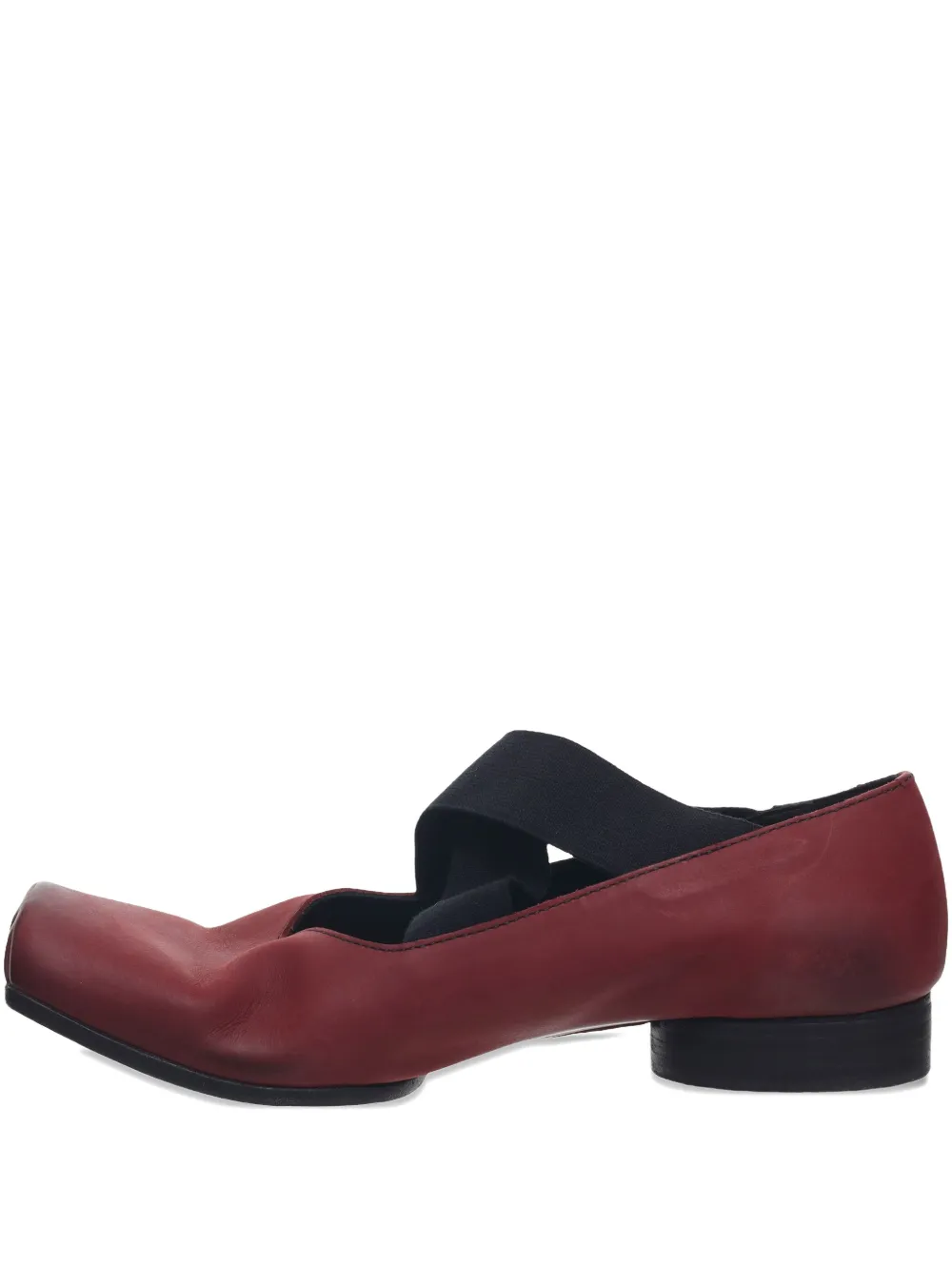 Uma Wang Elastic-band Leather Ballet Flats In Red