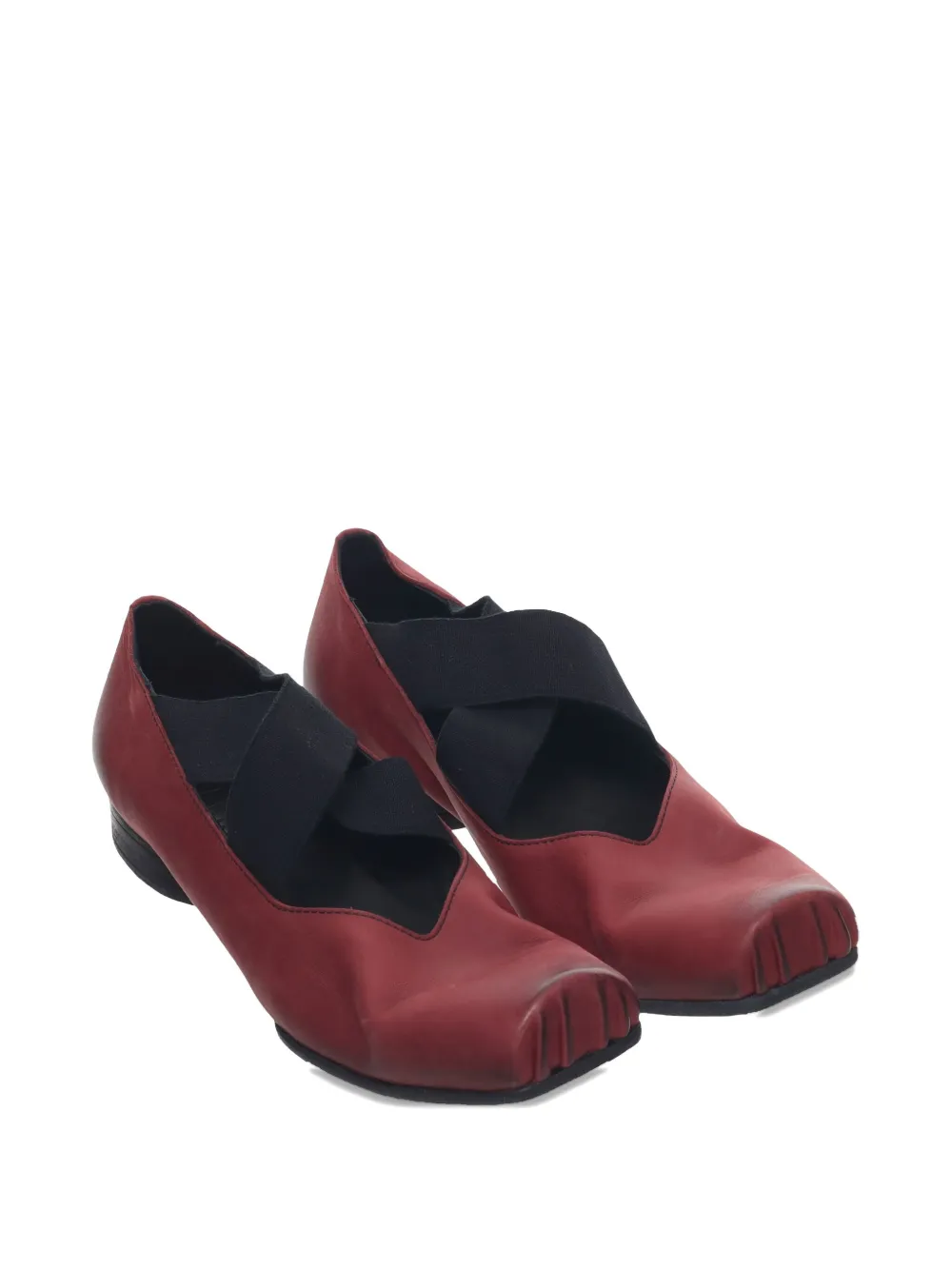 Uma Wang Elastic-band Leather Ballet Flats In Red