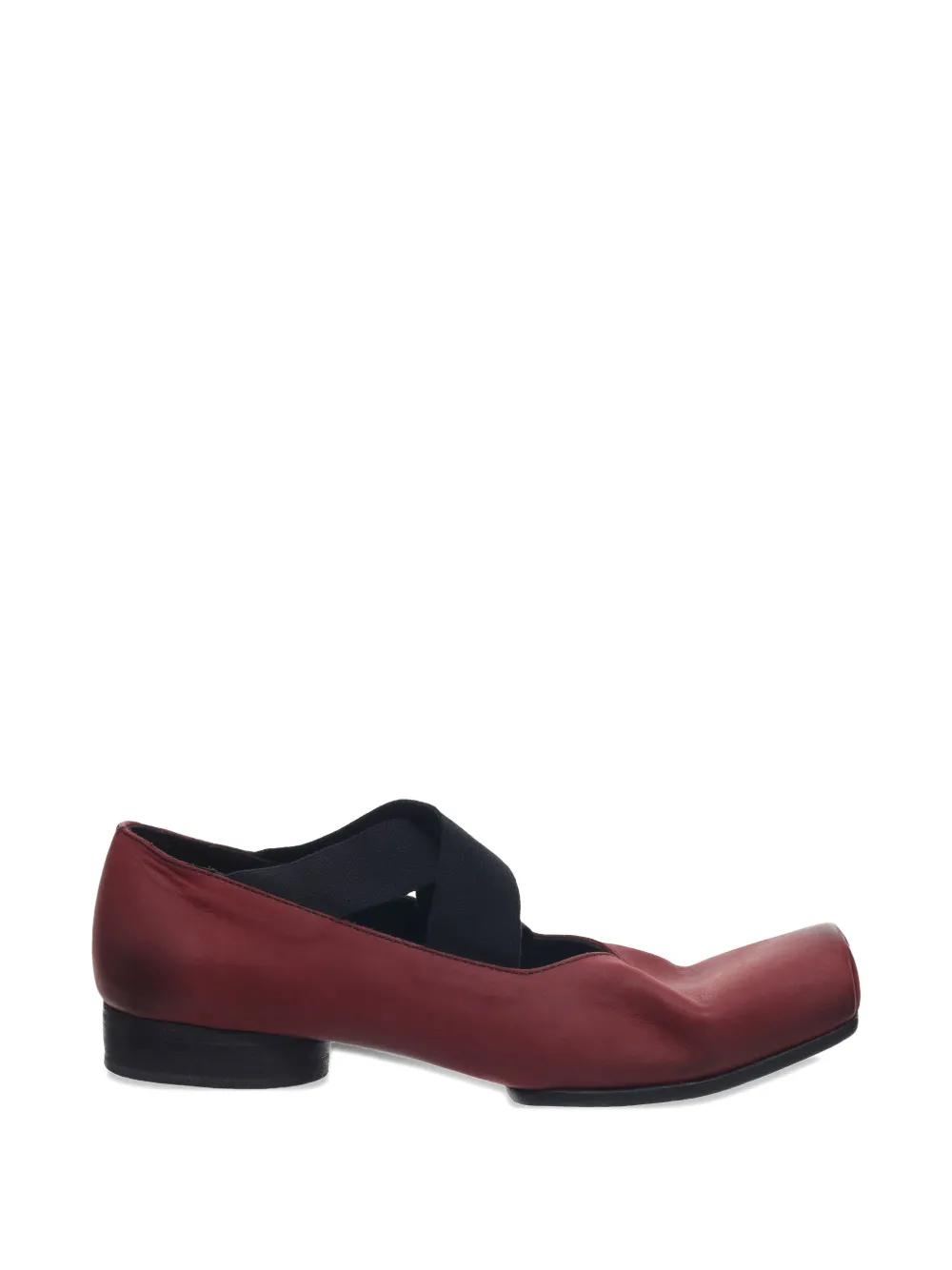 Uma Wang Elastic-band Leather Ballet Flats In Red