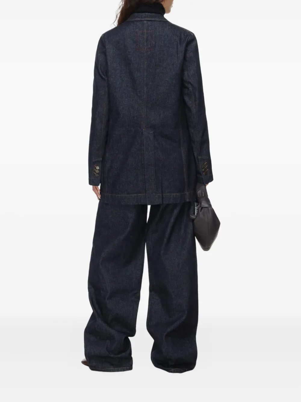 Uma Wang button-fastening denim blazer Blauw