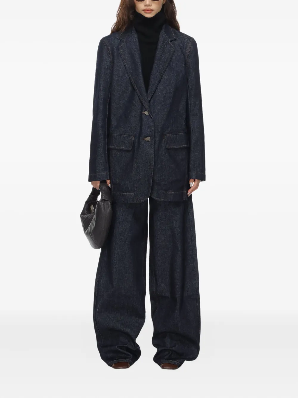 Uma Wang button-fastening denim blazer Blauw
