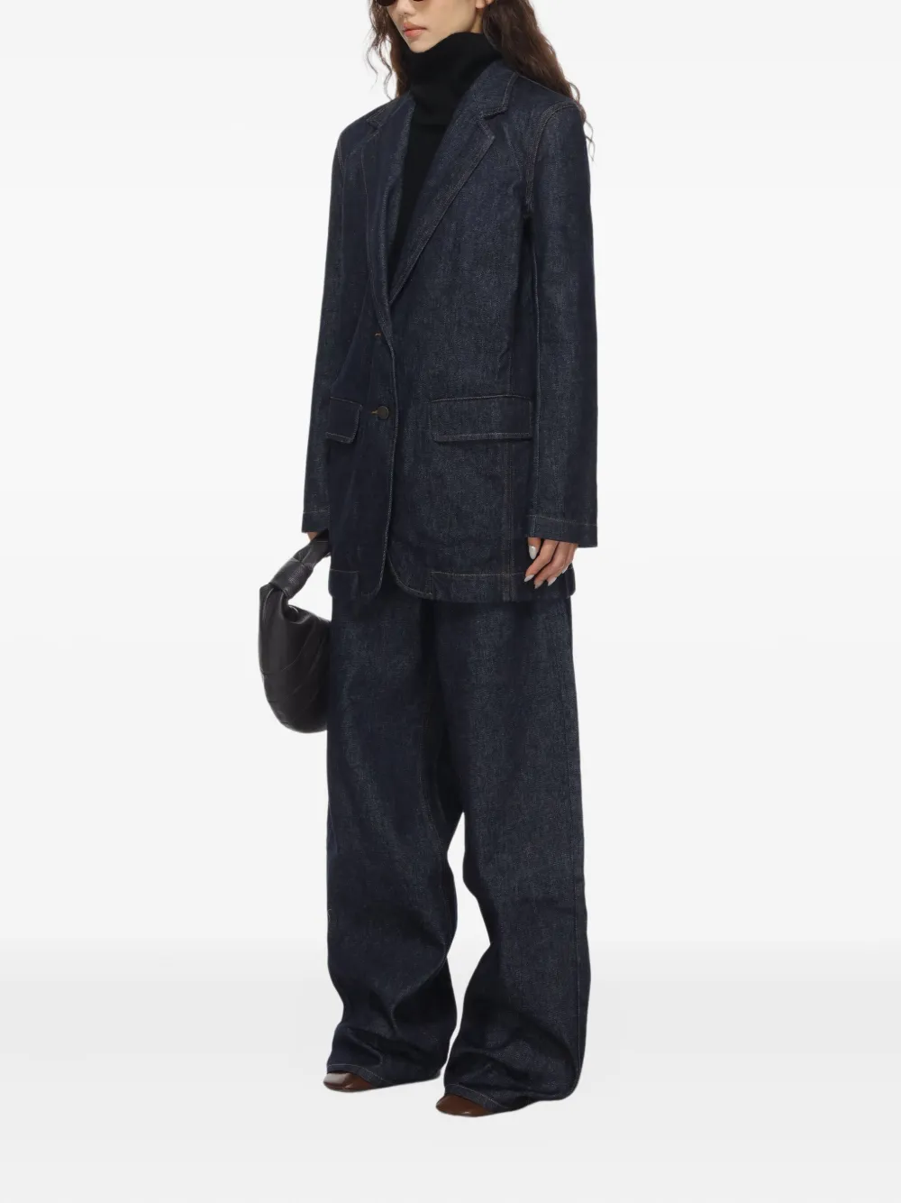 Uma Wang button-fastening denim blazer Blauw