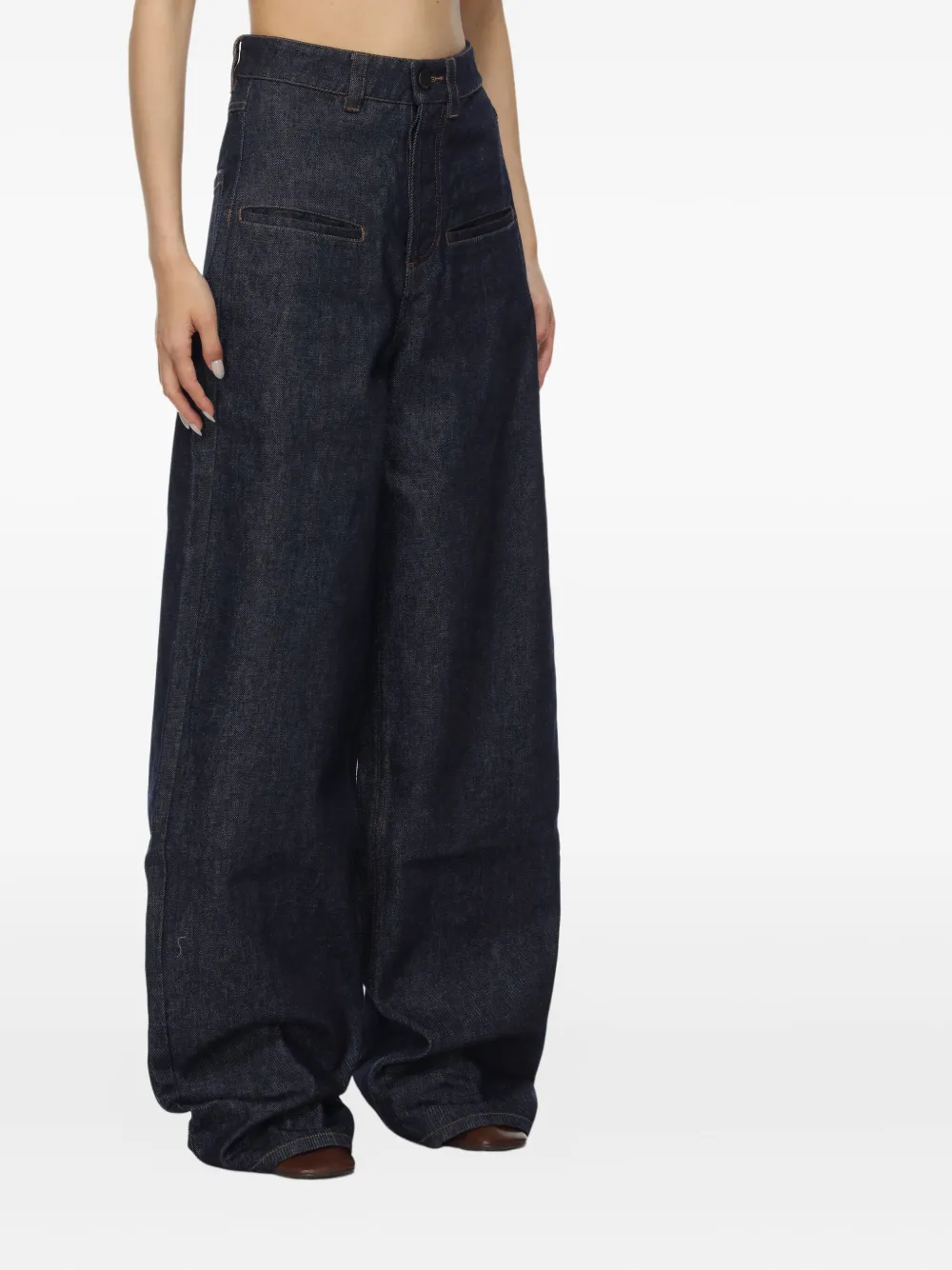 Uma Wang Ball high-waisted pocket jeans Blauw