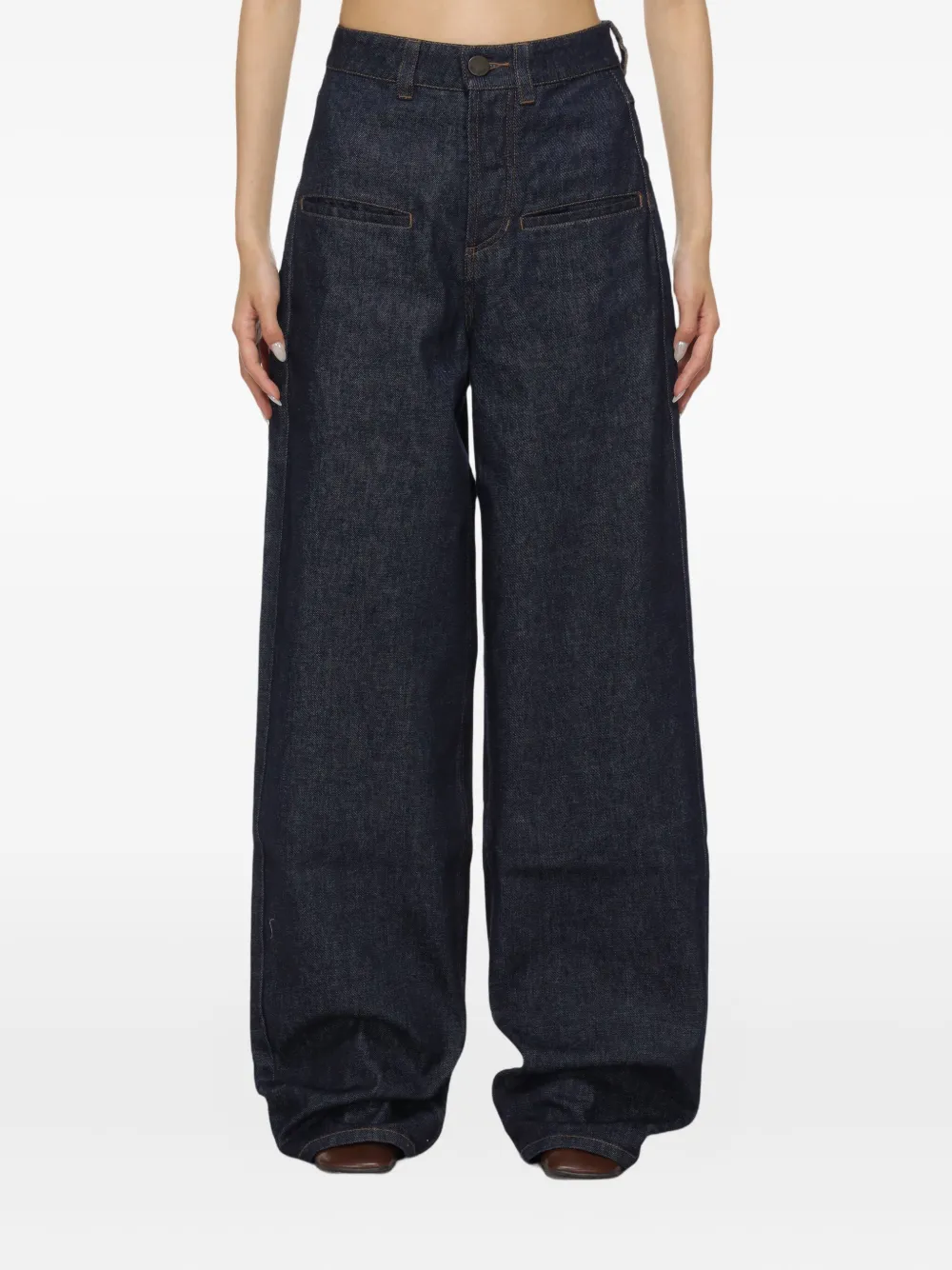Uma Wang Ball high-waisted pocket jeans Blauw