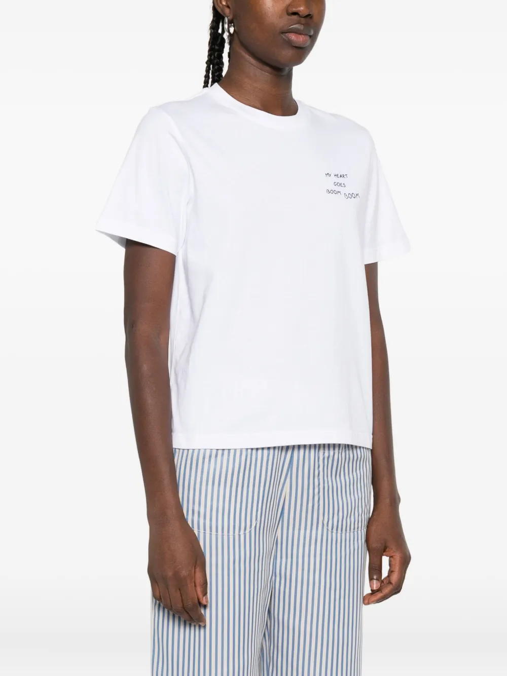 Maison Labiche Katoenen T-shirt met borduurwerk Wit
