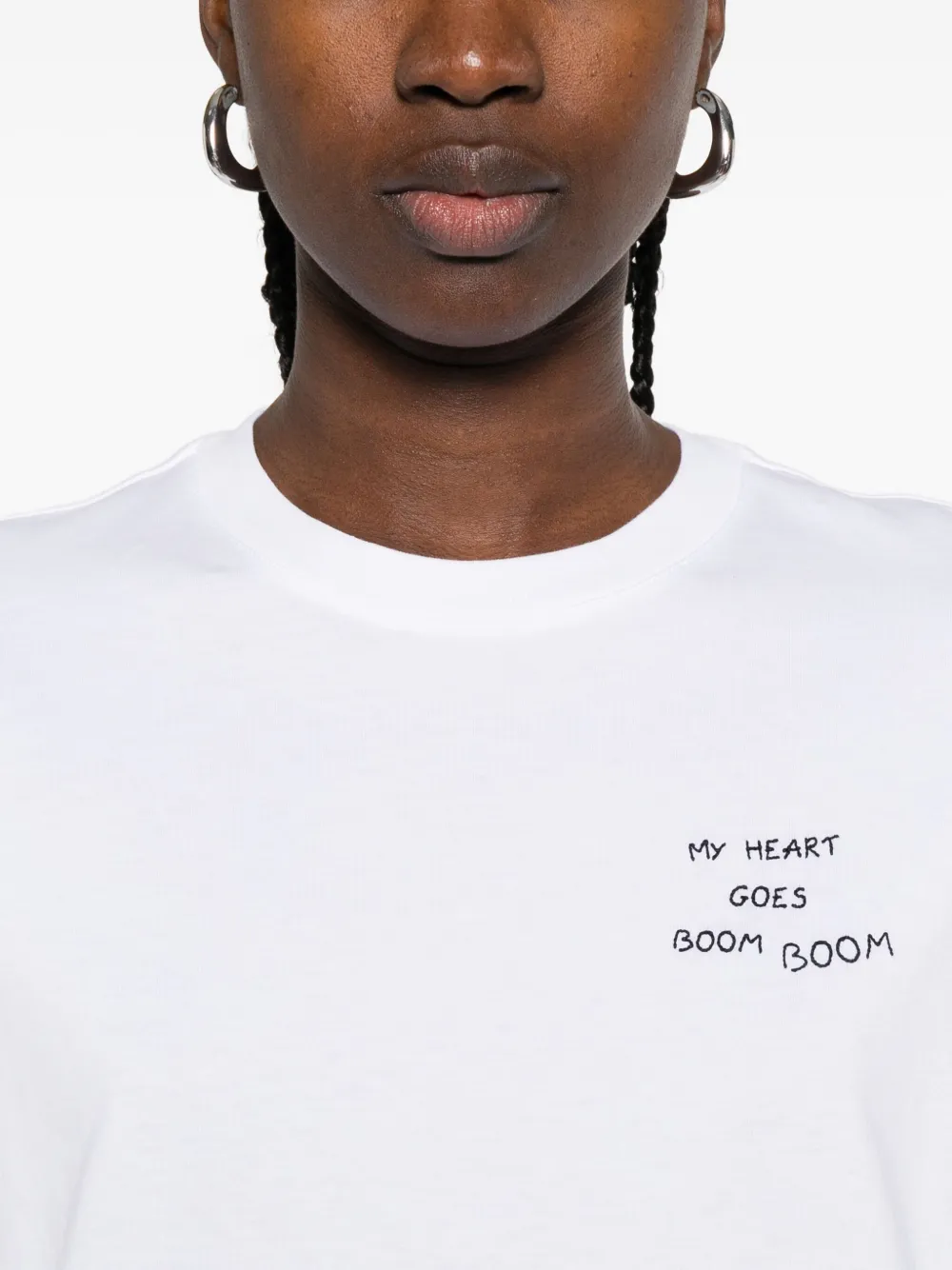 Maison Labiche Katoenen T-shirt met borduurwerk Wit
