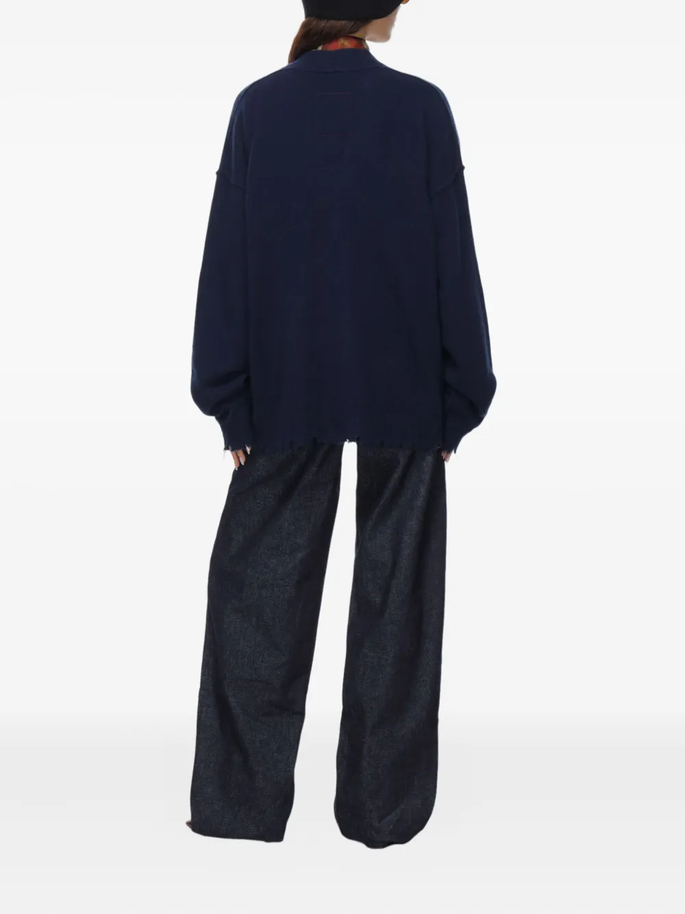 Uma Wang Over Frayed Button-down Cardigan In Blue