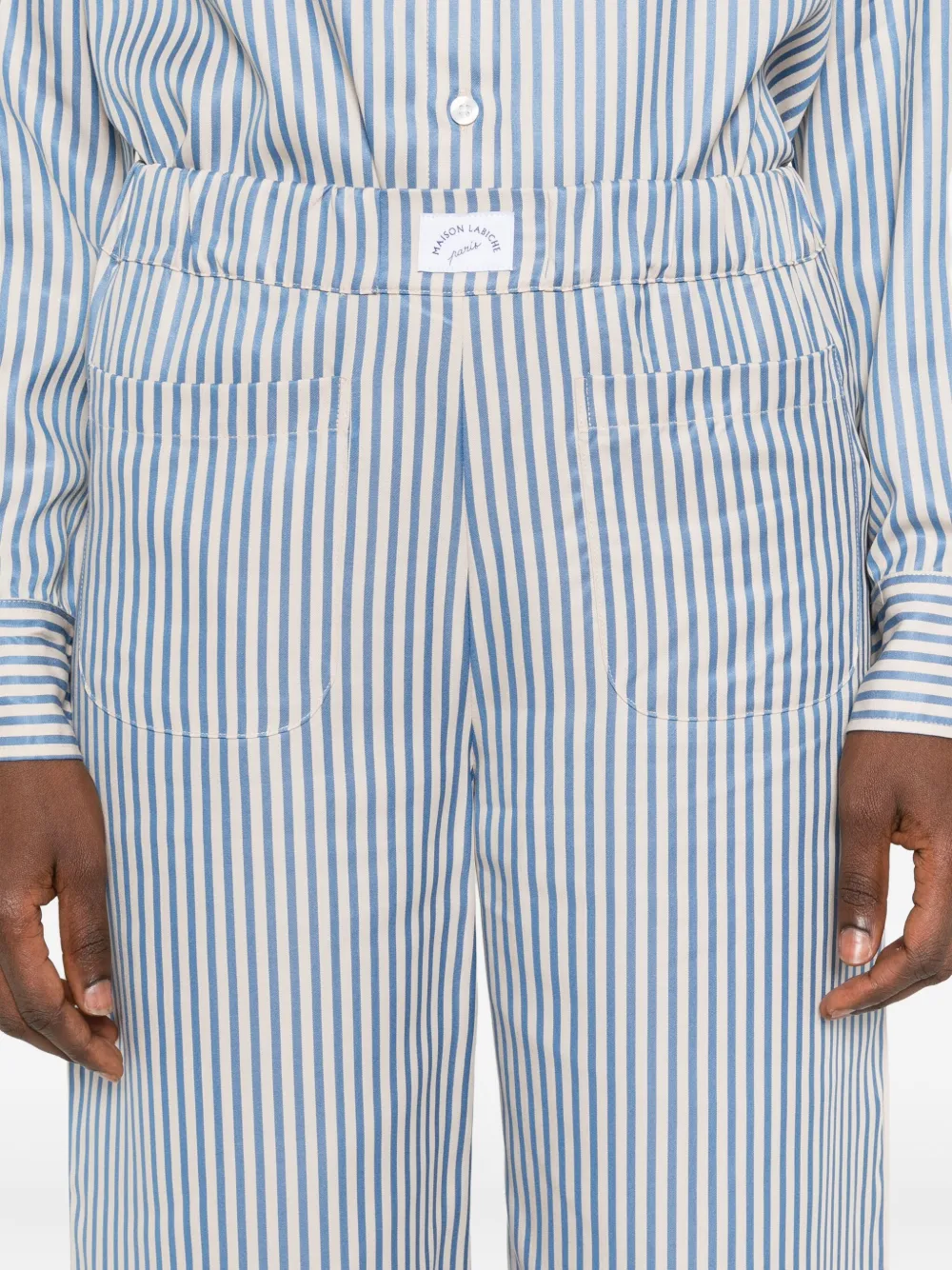 Maison Labiche Oudin Striped Wide-leg Trousers In Blue