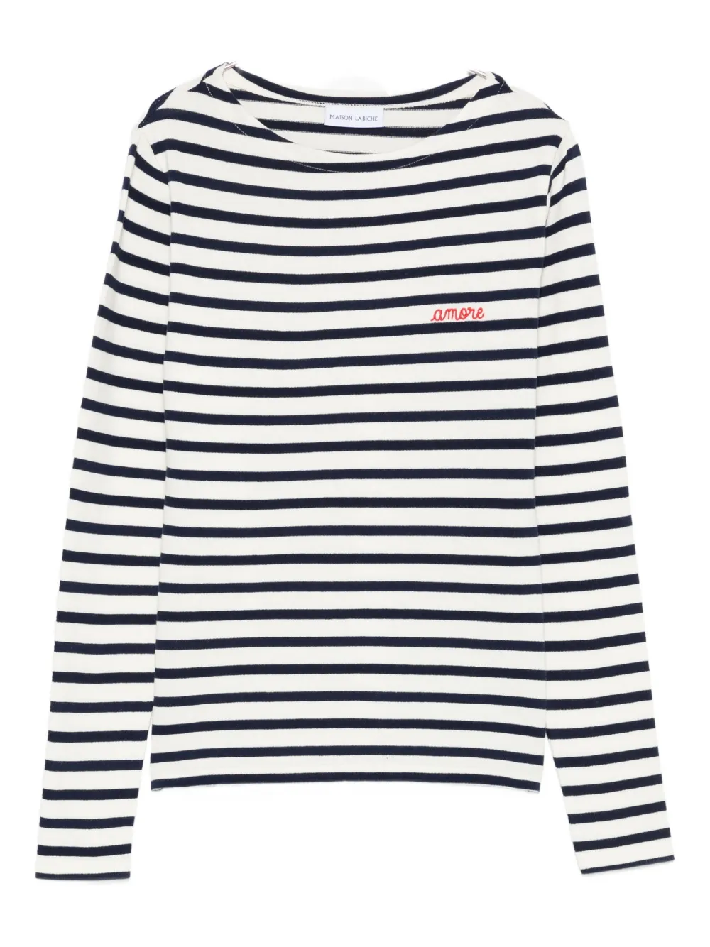 Maison Labiche Colombier stripe boat-neck T-shirt - Bianco