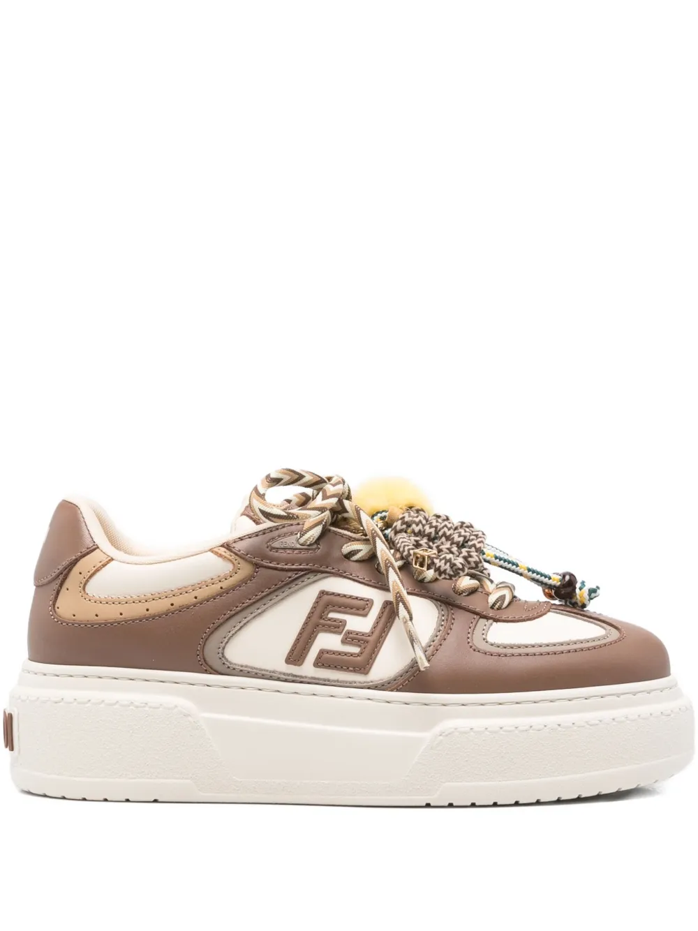 Fendi Sneakers Chunky Sole Contrast Panels In Brown