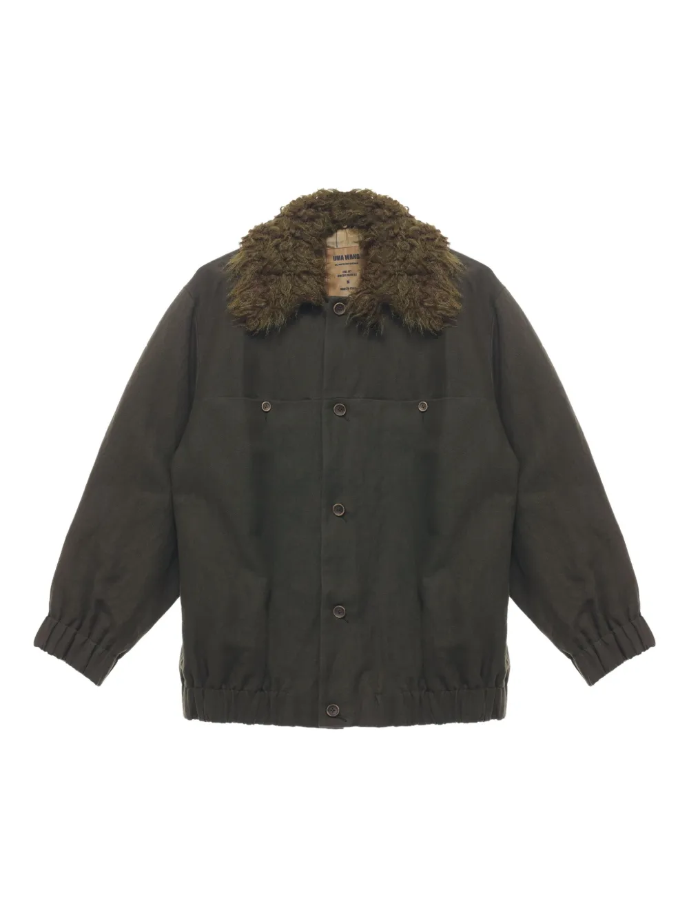Uma Wang Juel faux-fur collar linen-wool jacket Bruin