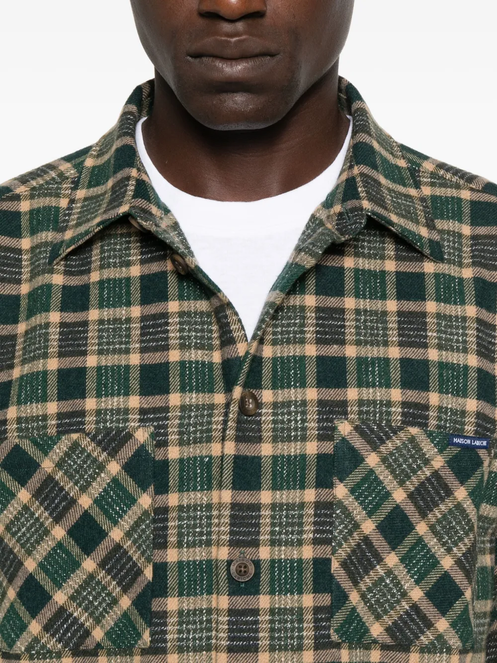 Maison Labiche Monge geruit overhemd met zak Groen