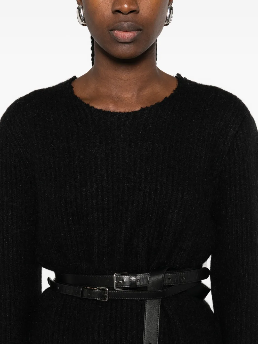Jil Sander Geribbelde trui van wol-mohairblend Zwart