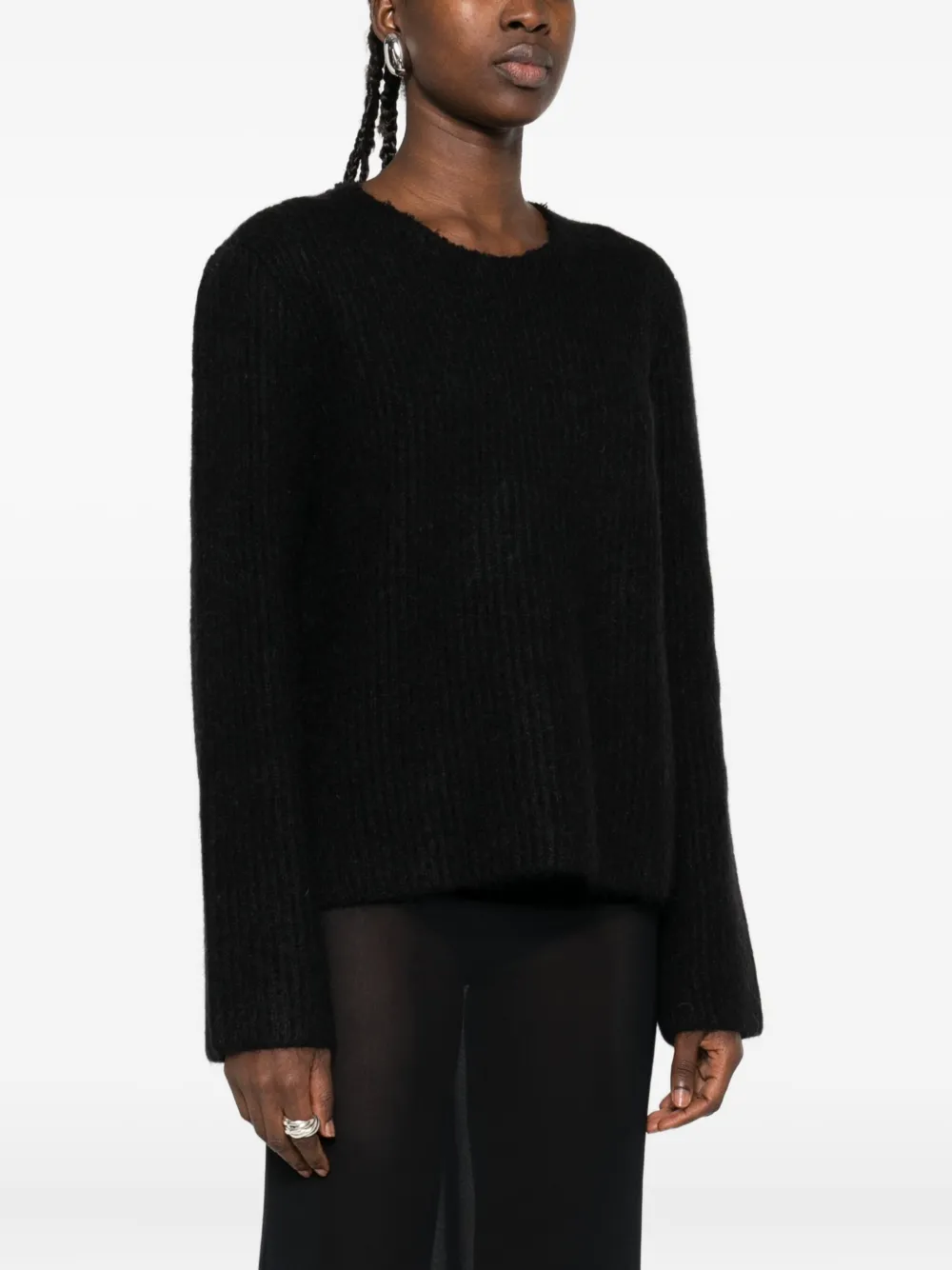 Jil Sander Geribbelde trui van wol-mohairblend Zwart