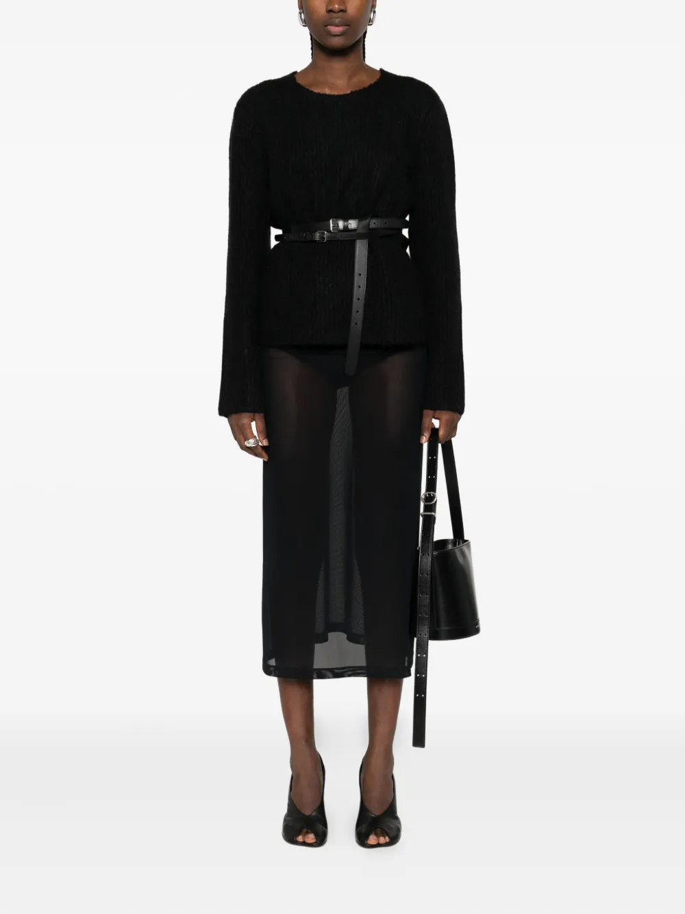 Jil Sander Geribbelde trui van wol-mohairblend Zwart