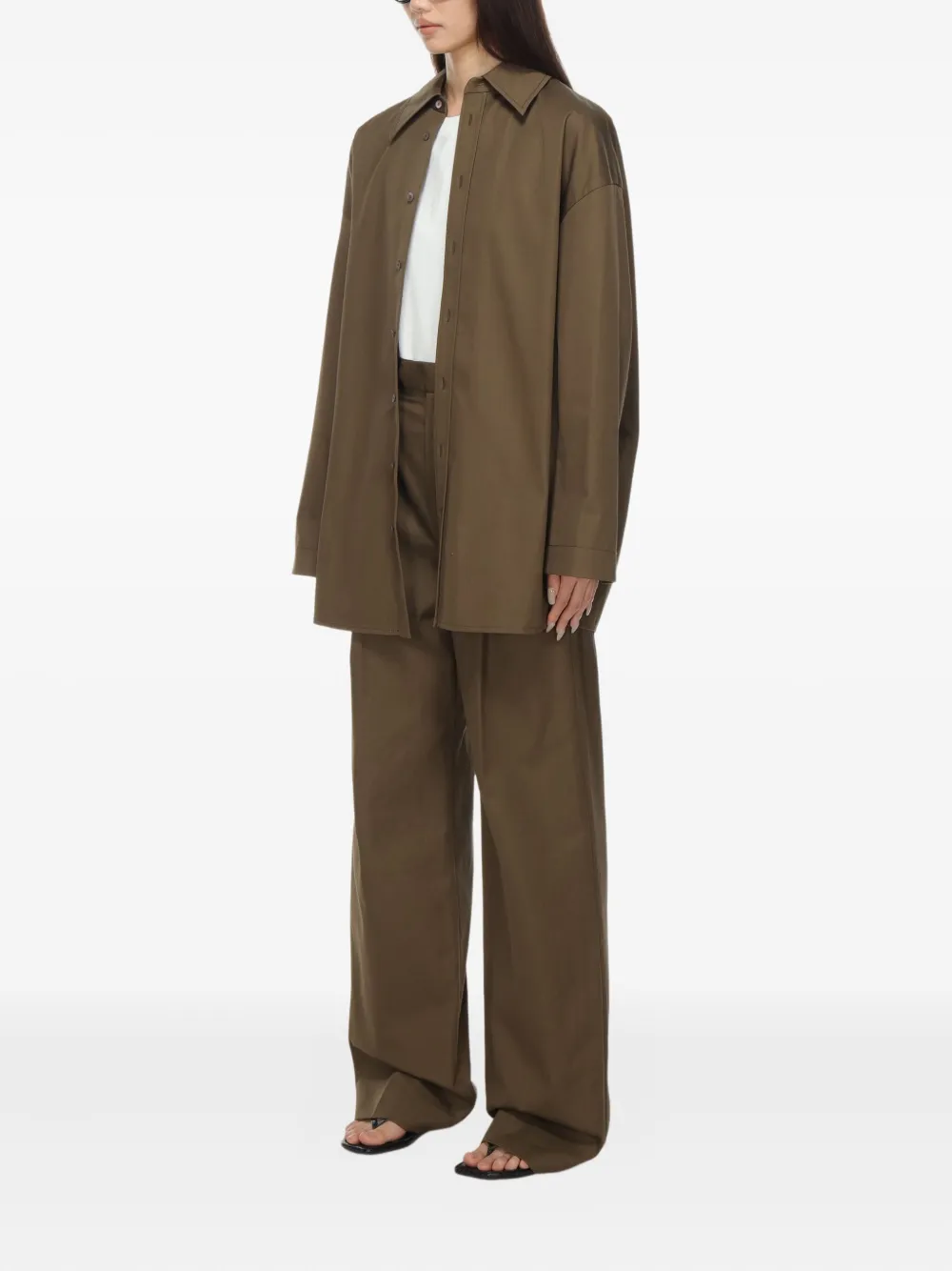 Carven Button-down Oversized Shirt In Brown