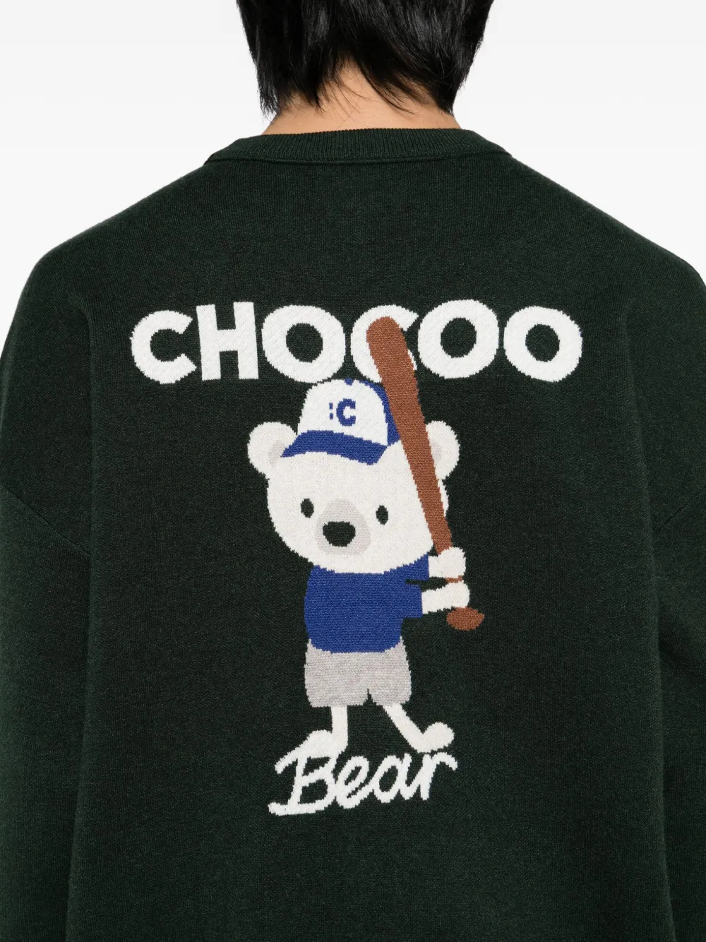 Chocoolate Bear-embroidered Jumper In Green