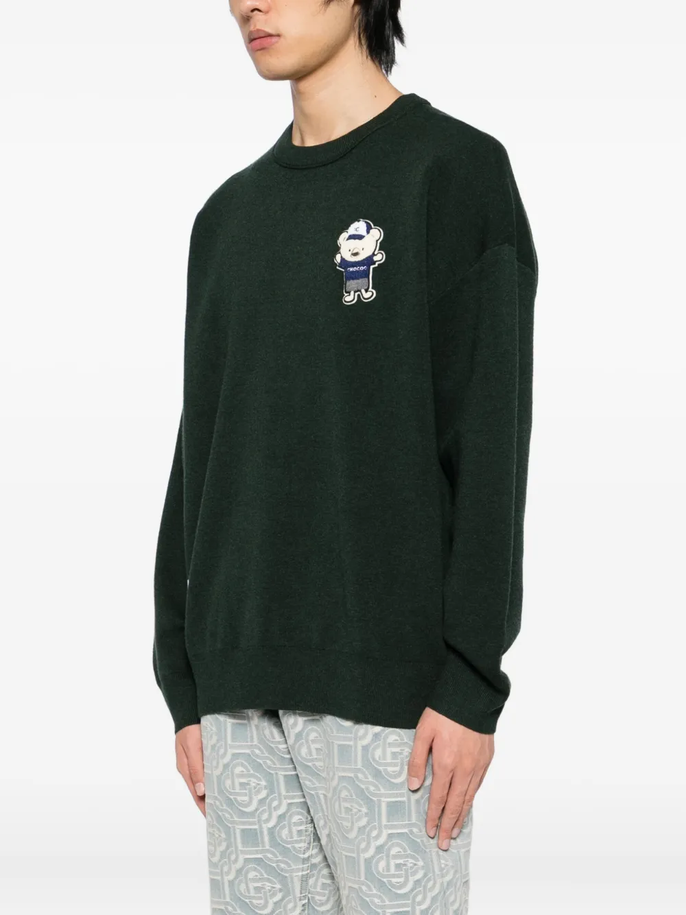 Chocoolate Bear-embroidered Jumper In Green