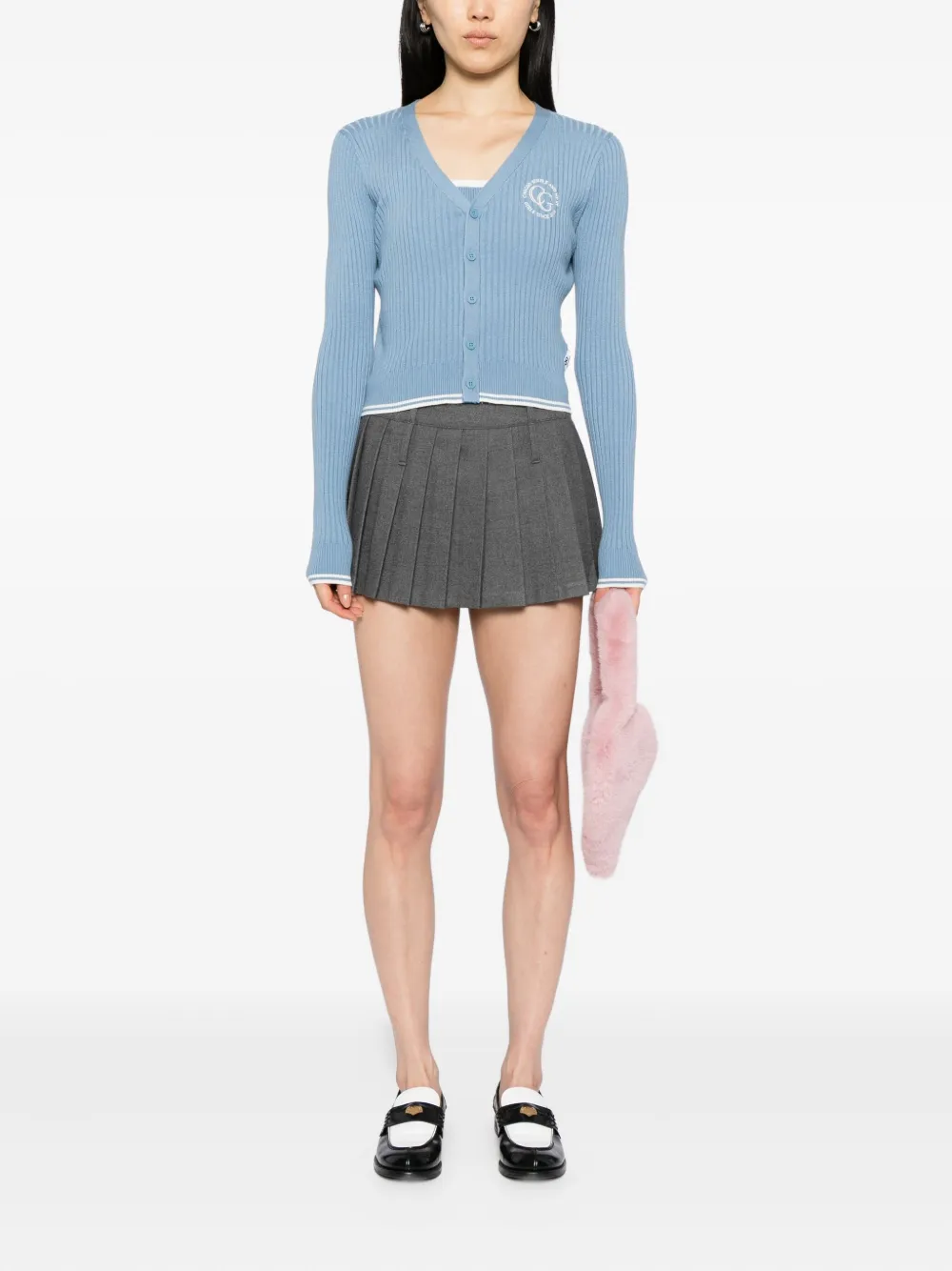 Chocoolate Logo-embroidered Top Cardigan Set In Blue