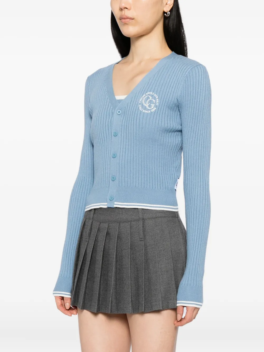 Chocoolate Logo-embroidered Top Cardigan Set In Blue