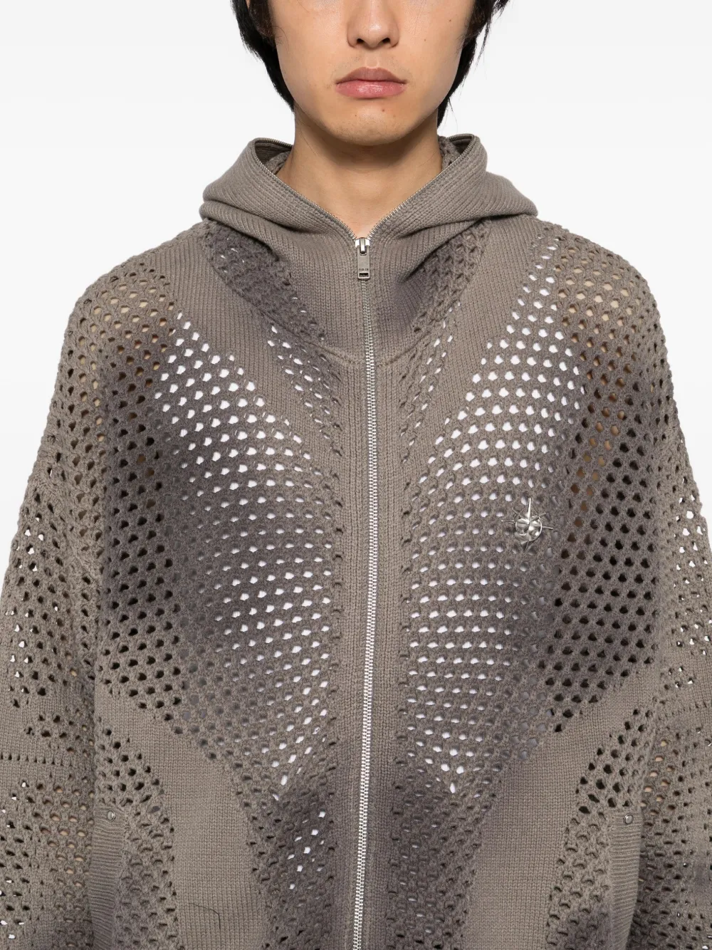 Five Cm Silver-plaque Cardigan In Brown