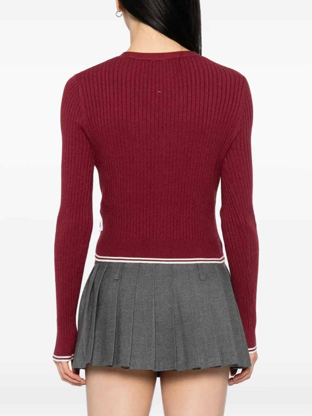 Chocoolate Logo-embroidered Top Cardigan Set In Burgundy