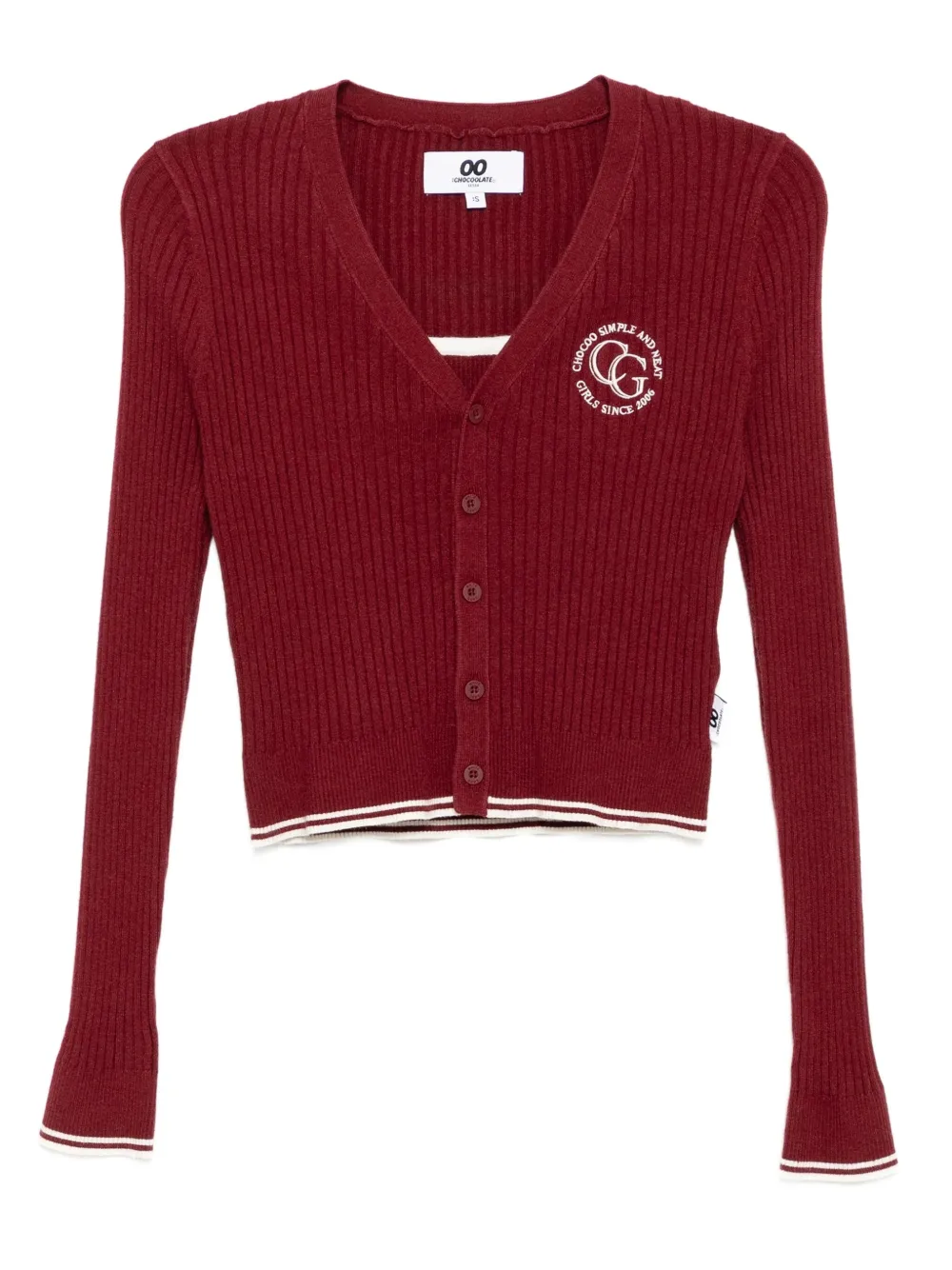 Chocoolate Logo-embroidered Top Cardigan Set In Burgundy