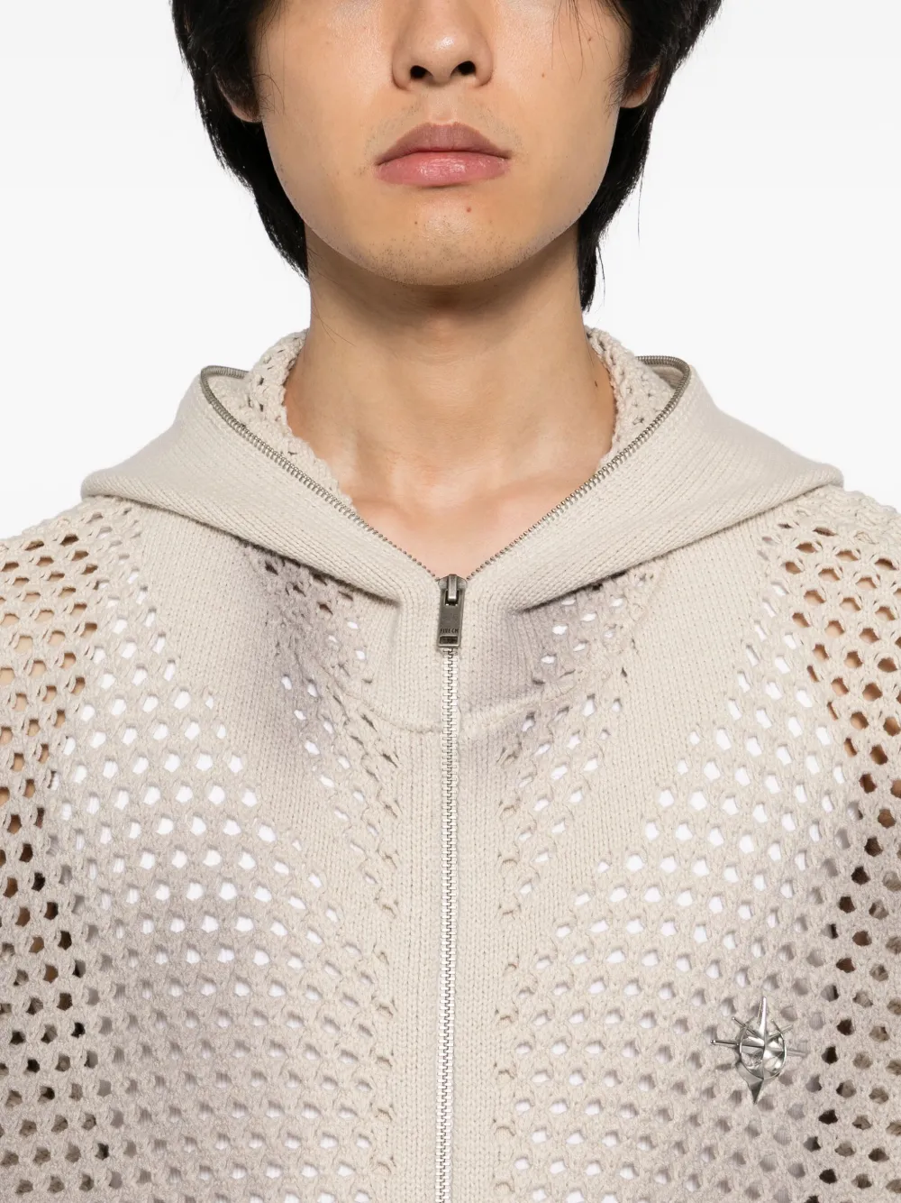 Five Cm Silver-plaque Cardigan In Neutral