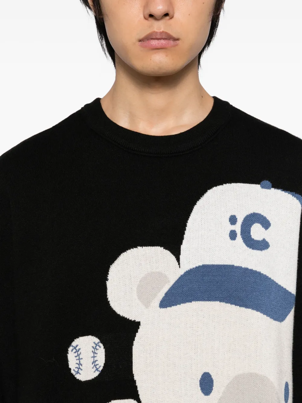 Chocoolate Bear-print Jumper In Black
