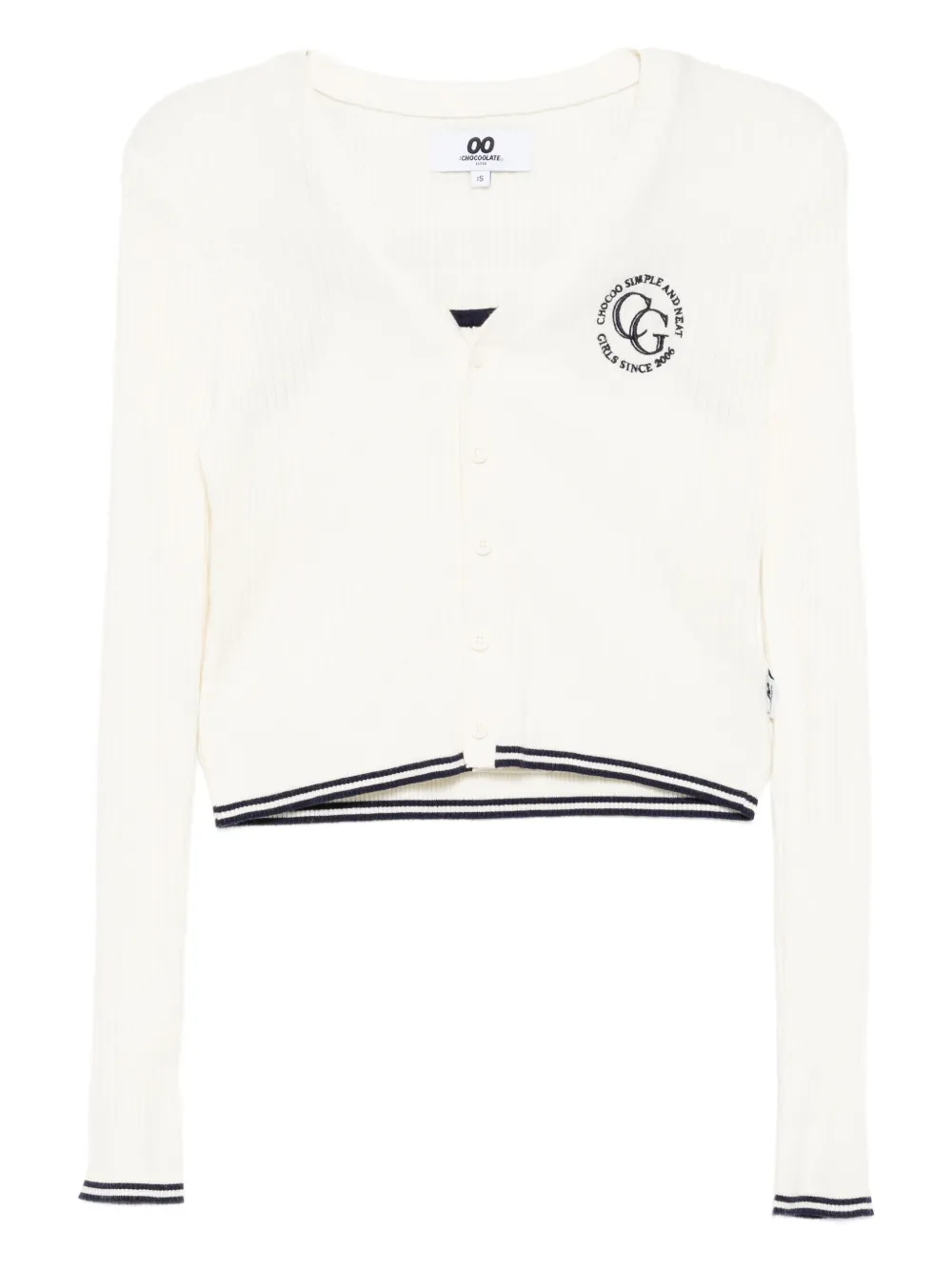 Chocoolate Logo-embroidered Top Cardigan Set In White