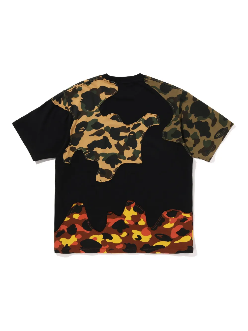 A BATHING APE T-shirt met vlakken met camouflageprint Zwart