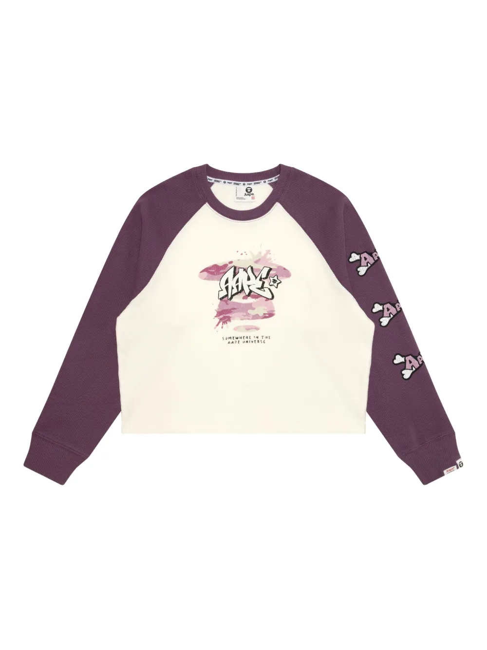 AAPE BY *A BATHING APE T-shirt met grafische print en raglan mouwen Wit
