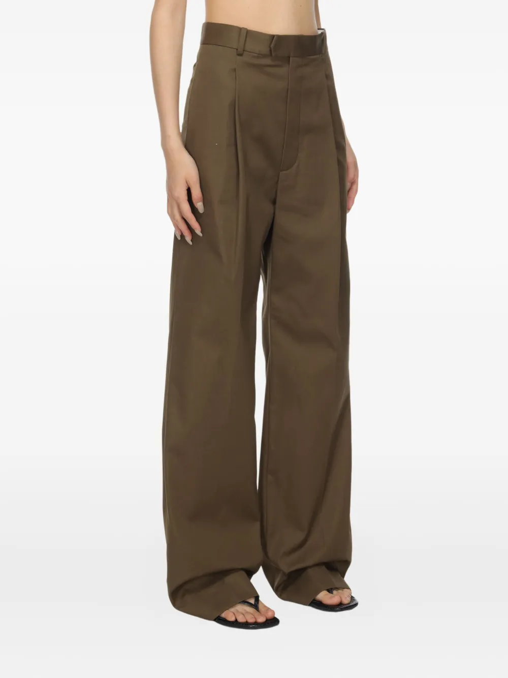 Carven Katoenen broek met geplooide voorkant Bruin