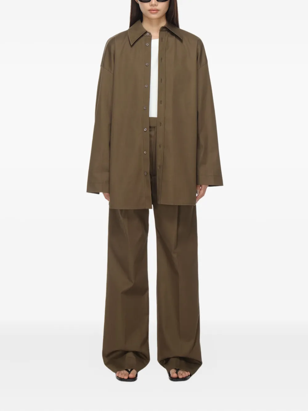 Carven Katoenen broek met geplooide voorkant - Bruin