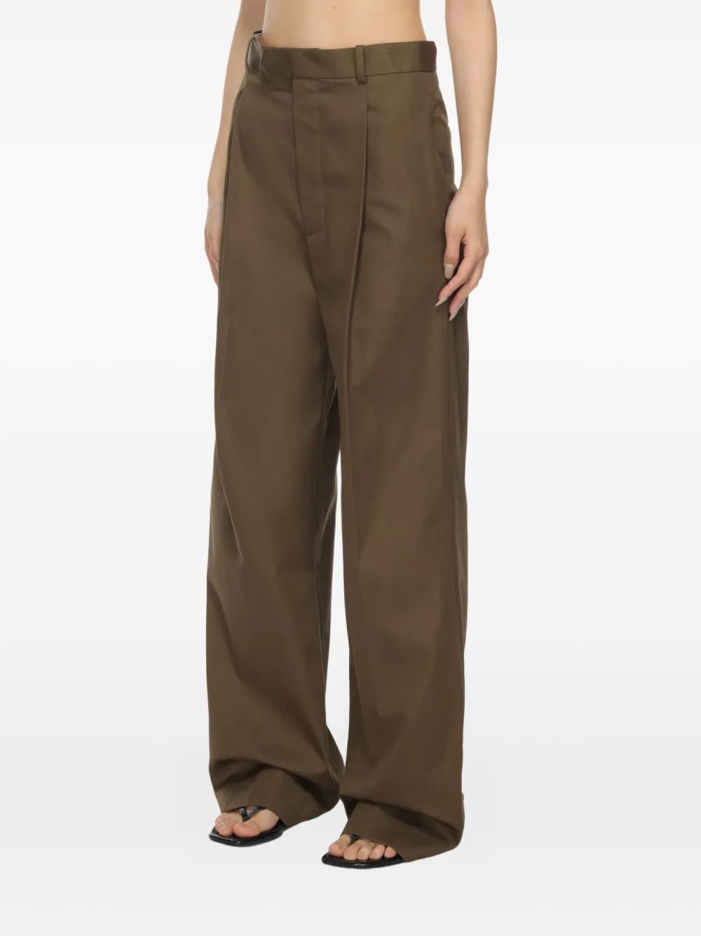 Carven Katoenen broek met geplooide voorkant Bruin