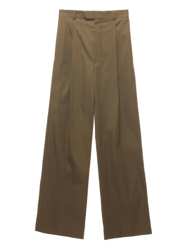 Carven Pleated-front Cotton Trousers in Brown