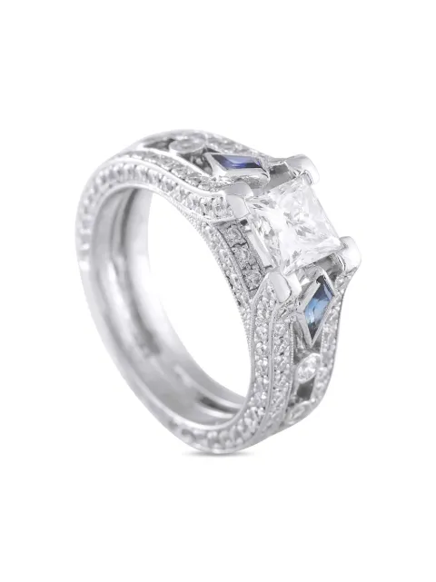 Simon G 14K white gold sapphire and diamond ring