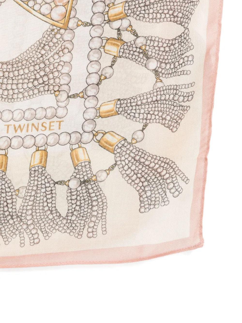 TWINSET Sjaal met kwastje en parel Beige