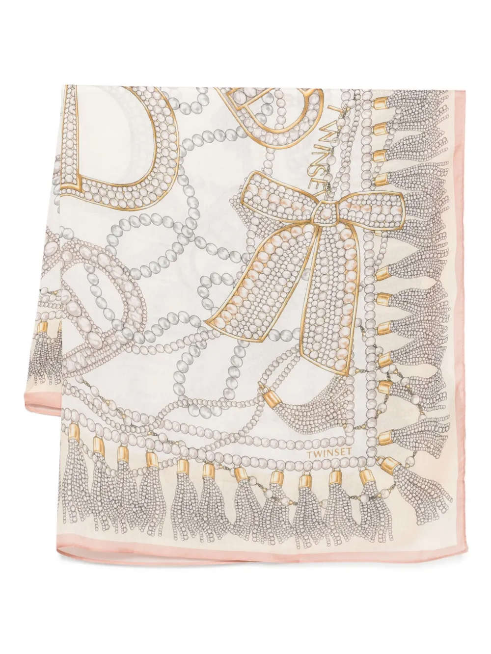 TWINSET pearl tassel scarf Beige
