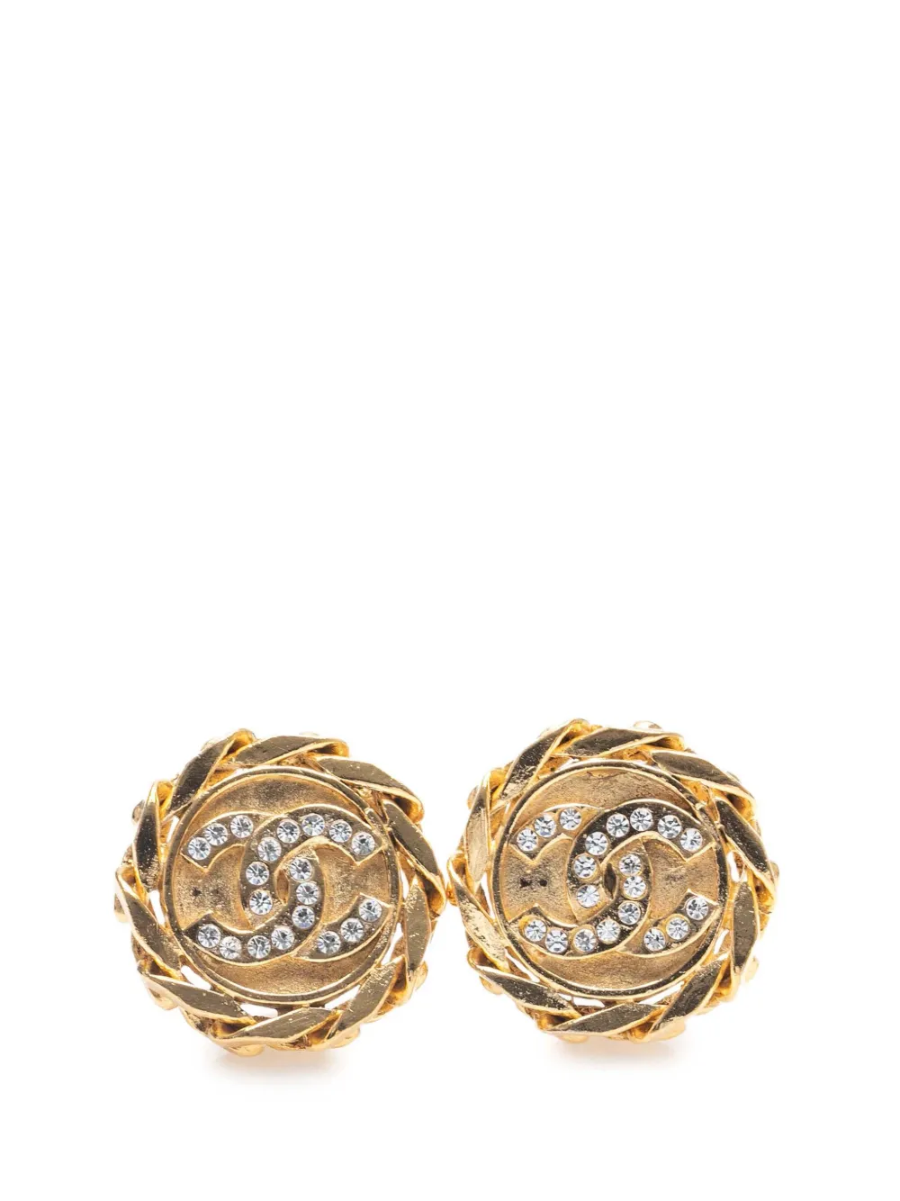 1980-1990 Gold Plated CC Crystal Clip On Earrings costume earrings