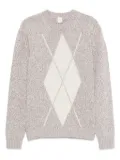 Eleventy argyle-detail crew-neck sweater - Grey