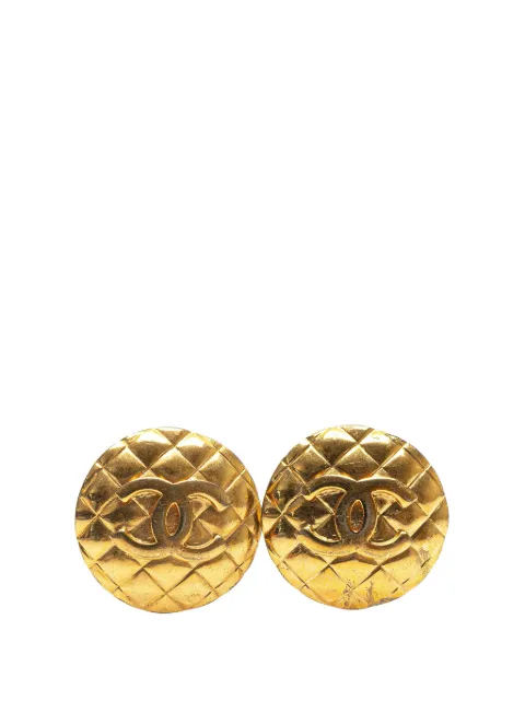 CHANEL Pre-Owned 1980-1990 CC vergulde gewatteerde oorclips