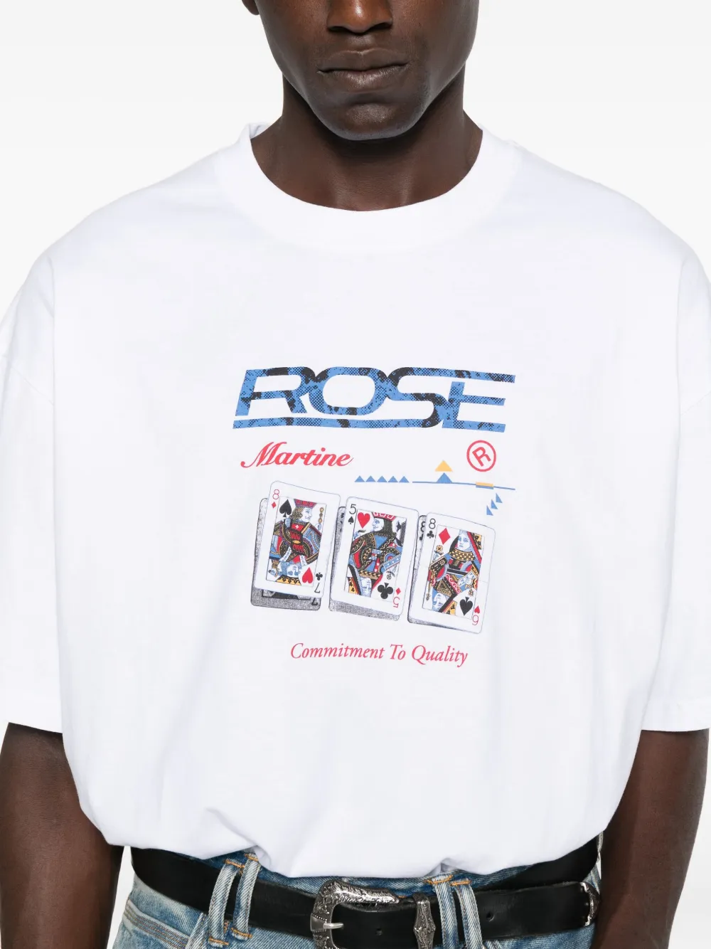 Martine Rose T-shirt met grafische speelkaartprint Wit