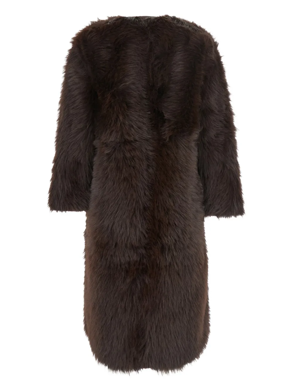 Urbancode Long Coat Faux Fur Reversible In Brown