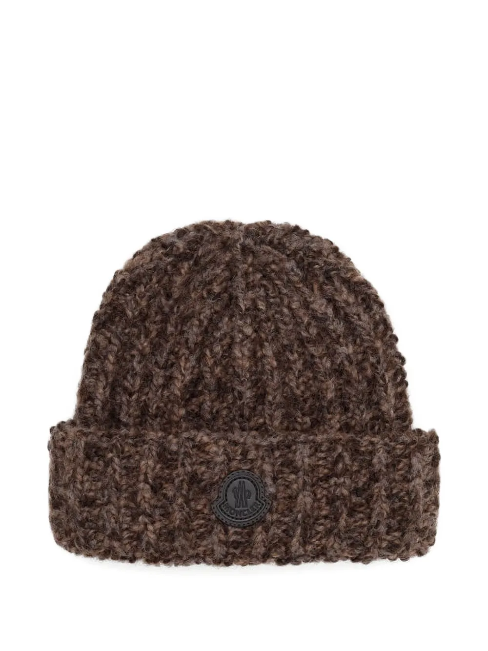 Moncler ribbed logo-patch beanie | Brown | Image 1