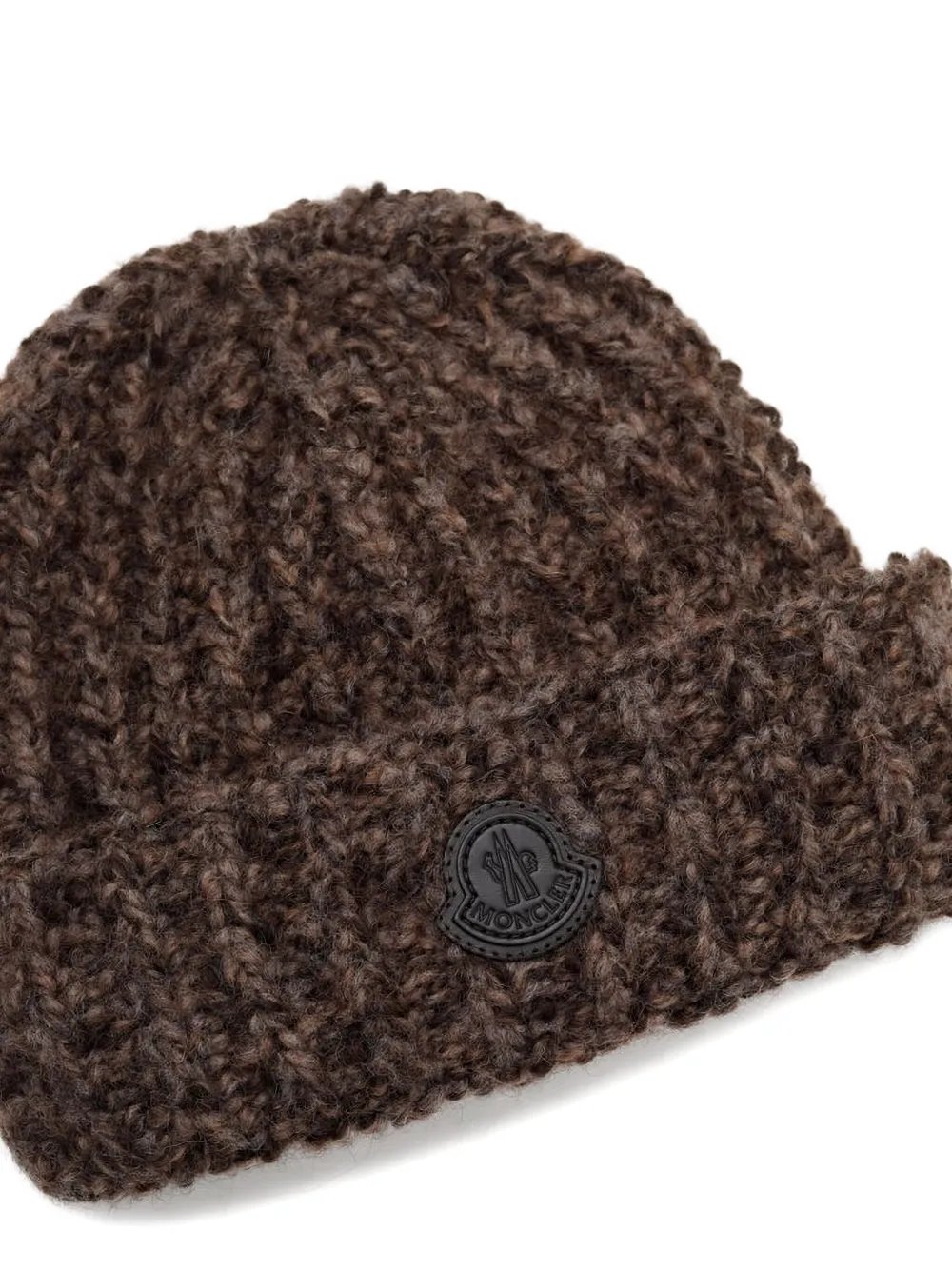 Moncler ribbed logo-patch beanie - Bruin