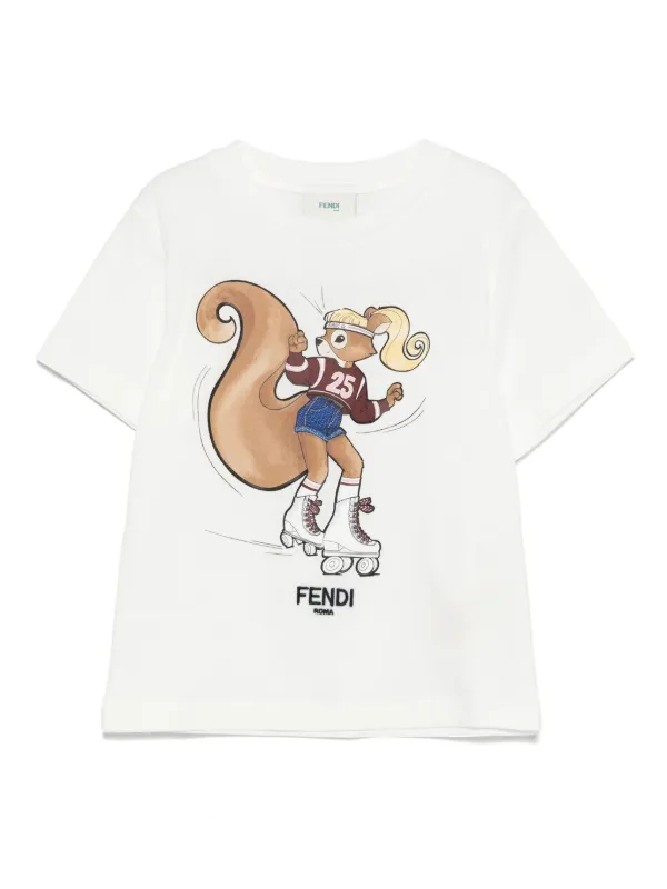 Fendi Kids Tee Fendi Boys Squirrel T-Shirt In White 10 Yrs