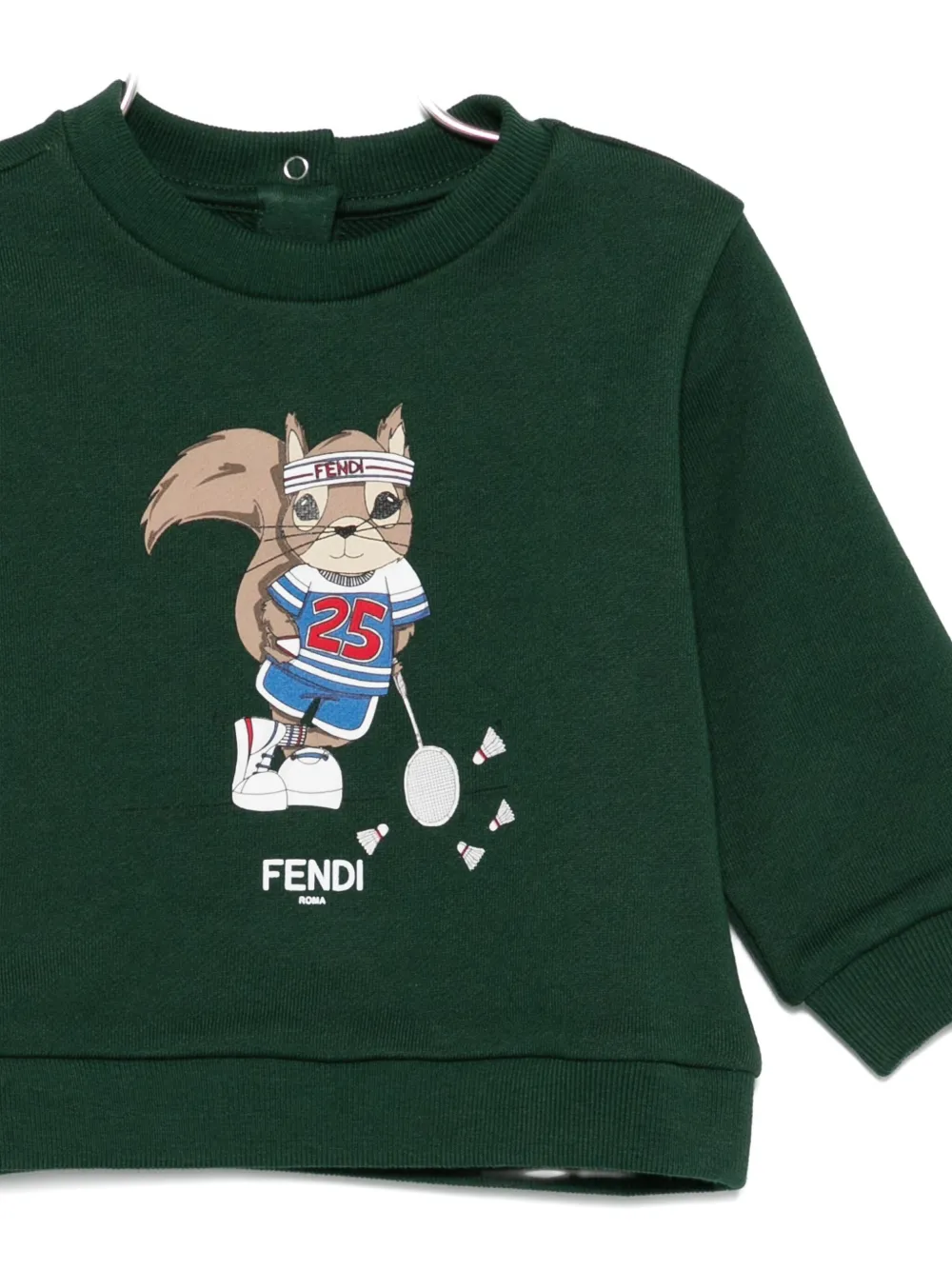 Fendi Kids Katoenen sweater met eekhoorn-print Groen