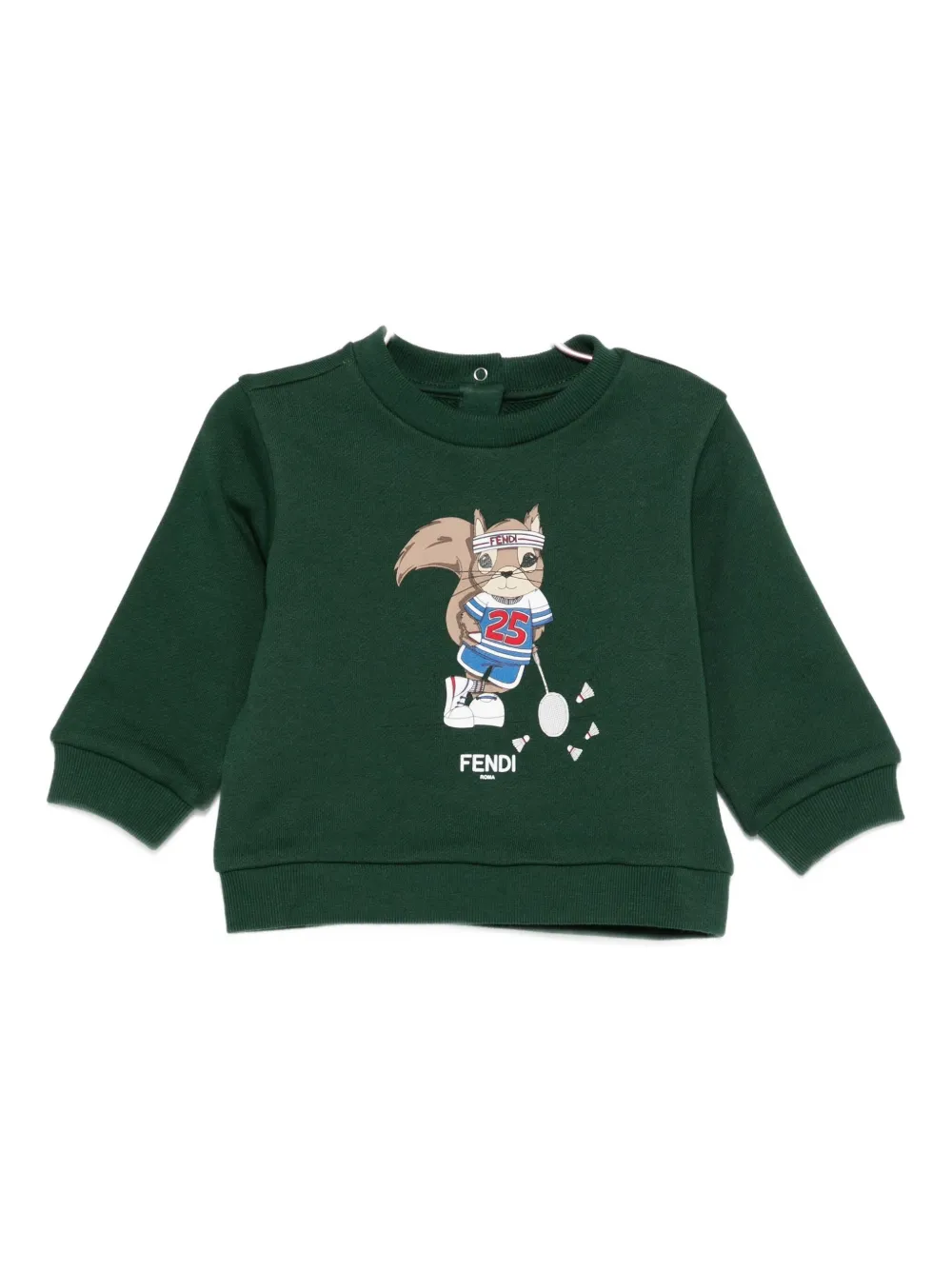Fendi Squirrel-print Cotton Sweatshirt In Green